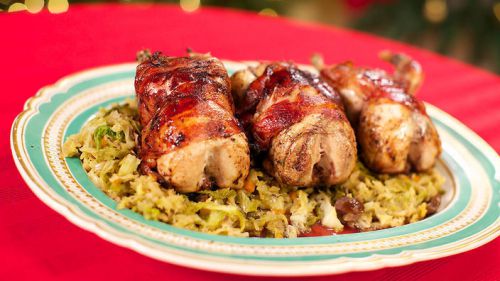 RECIPE Roasted red partridge with Savoy cabbage and pancetta