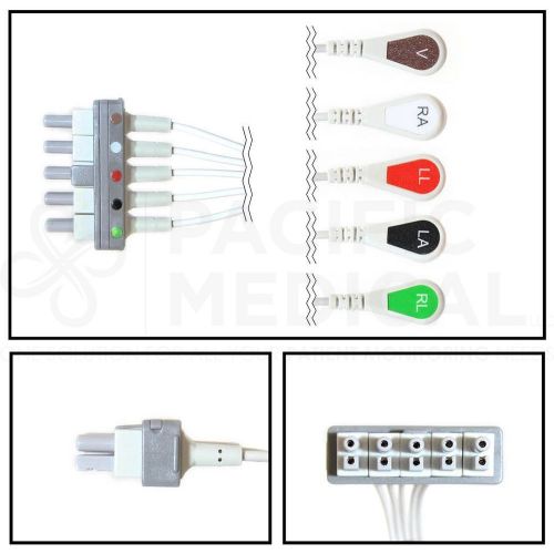 Philips 5 lead ecg leadwires dual wire individual snap lock new yr warranty for sale