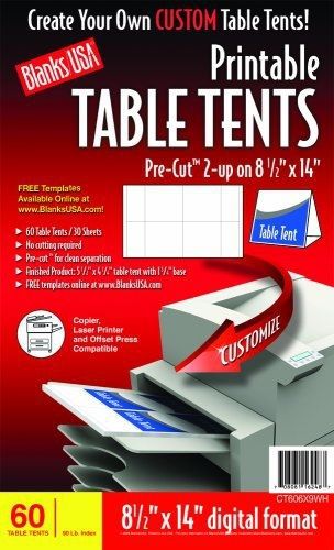 Blanks/USA Pre-Cut Printable Table Tents (CT606X9WH)