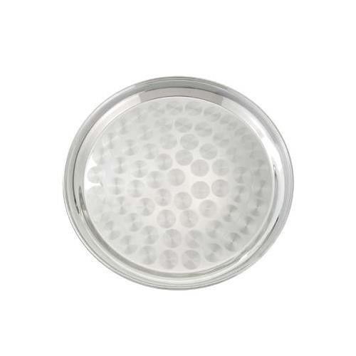 Winco STRS-12 Stainless Steel Round Swirl Service Tray - 12 in.