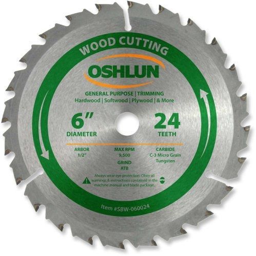 Oshlun sbw-060024 6-inch 24 tooth atb general purpose and trimming saw blade for sale