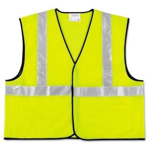 Lot Of 2: Class 2 Safety Vest, Fluorescent Lime W/silver Stripe, Polyester, XL