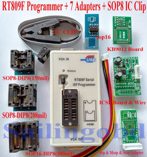 RT809F Programmer 7adapter clip 24 25 Serial ISP Program Motherboard LCD Reader