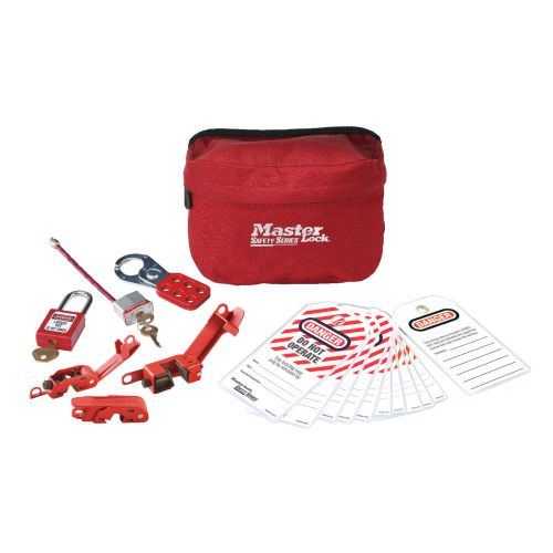 Master lock s1010e410 xenon compact lockout tagout kit with pouch, 410red new for sale