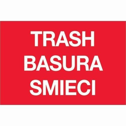 Tape logic dl1311 rectangle labels, &#034;trash/basura/smieci&#034;, 2&#034; x 3&#034;, red/white, for sale