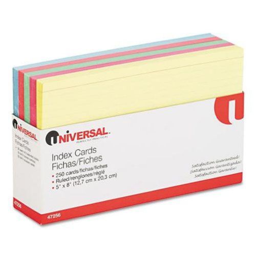 Index cards 5 x 8 blue/salmon/green/cherry/canary 100/pack for sale