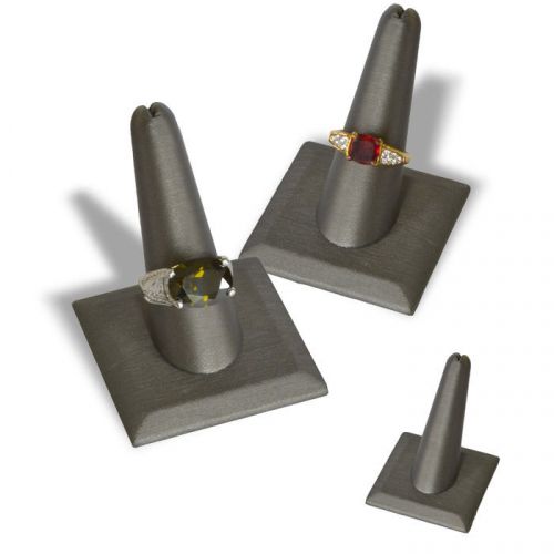 SQUARE BASED FINGER DISPLAY GREY LEATHERETTE JEWELRY RING STAND SHOWCASE DISPLAY