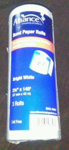 Alliance Bond Paper Rolls - Bright White 2 1/4 x 140&#039; 2pack- New &amp; Sealed