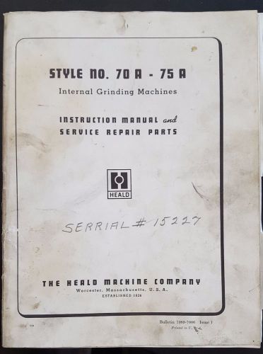 Heald Machine Company Internal Grinding Machine Manual