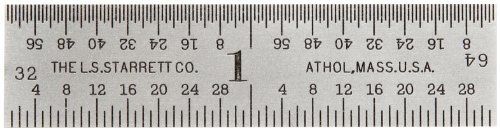 Starrett C604R-2 Spring Tempered Steel Rule With Inch Graduations, 4R Style