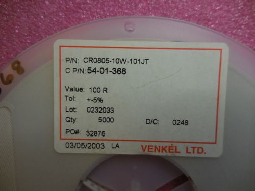 10000 PCS VENKEL CR0805-10W-101JT