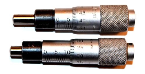 2 nice mitutoyo japan watchmakers machinists 15mm range micrometer heads for sale