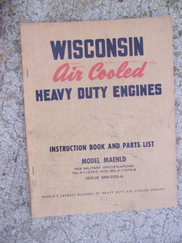 Wisconsin air-cooled heavy duty engines model maenld manual parts list u for sale