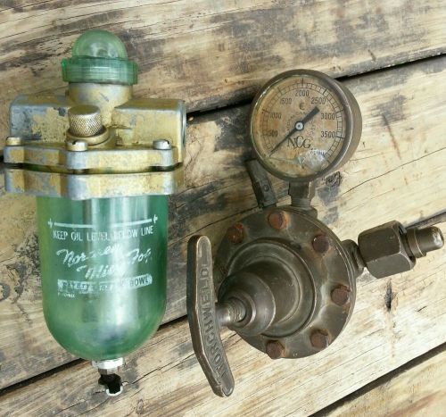 Vintage oxygen torchweld brass valve ncg pressure gauge and norgren regulator for sale