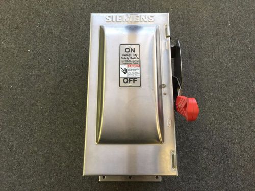 Siemens heavy duty safety switch stainless fusible 30 amp 600v 3p hf361s nema 4x for sale