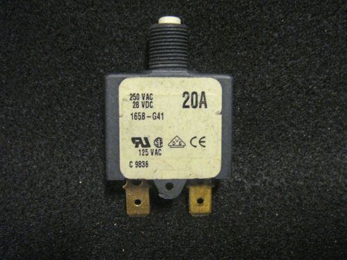 Carling ETA 20A Type 1658-G41 Push to Reset Circuit Breaker