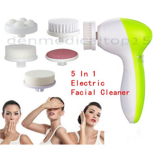 5 In 1 NEW Electric Facial Skin Care Massager Cleaner Scrubber Scrub Brush