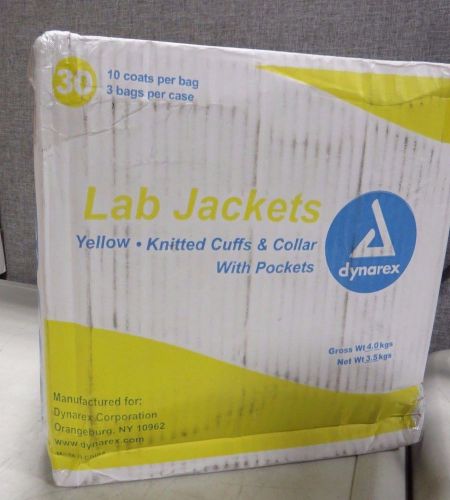 Dynarex 2045 Lab Jacket SMS with Pockets X-Large - Yellow 30 Count
