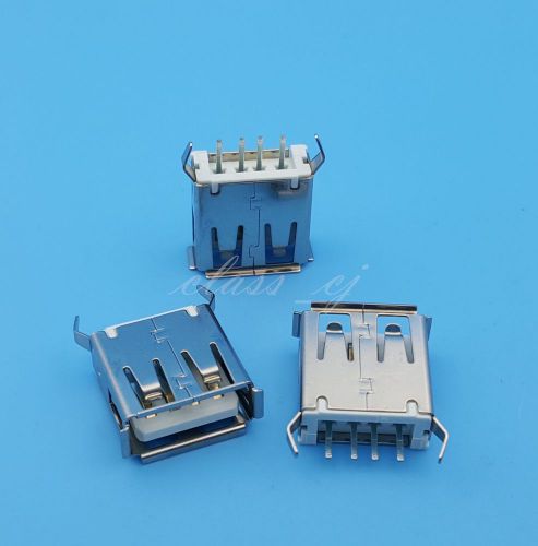 100Pcs USB Female Type A 180 Degrees DIP 4Pin 2 Bent legs PCB Mount Socket