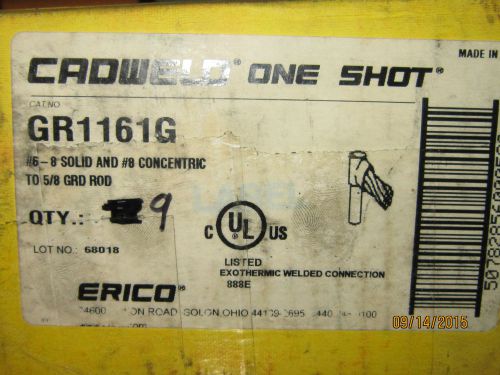 New Erico Cadweld One Shot GR1161G Exothermic Connection - Box of 9