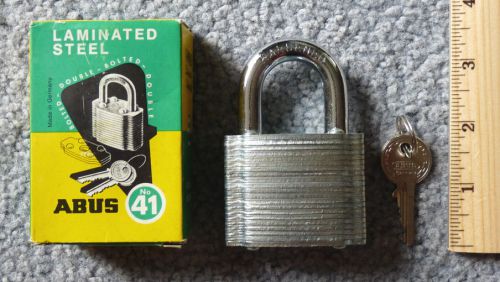 Older nos abus padlock - no 41 - german made - 1 1/8&#034; hardened shackle (lot 586) for sale