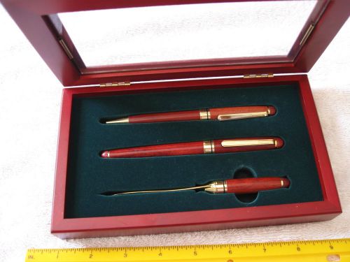 Rosewood Pen/Pencil Set In Rosewood Case with Glass
