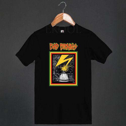 Bad Brains Bad Brains Lighting Logo Black T-Shirt Hardcore Straight Edge