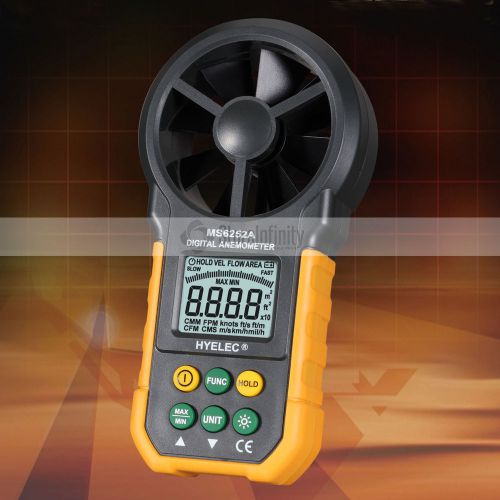 Lcd digital anemometer wind speed meter air flow tester backlight hyelec ms6252a for sale