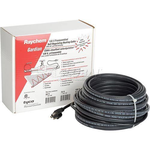 Raychem W51-100P Self Regulating Heat Cable, 100 ft L, 120V W51-100P