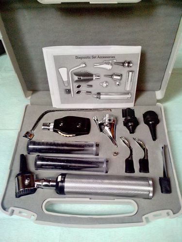 Premium quality ent diagnostic otoscope opthalmoscope set case &amp; user manual for sale