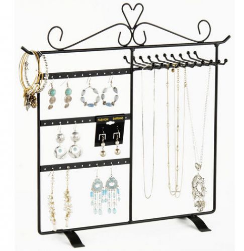 14.3&#034; x 14.5&#034; x 4.0&#034;, Jewelry Display for 18 Pairs of Earrings, 10 Necklace Bars