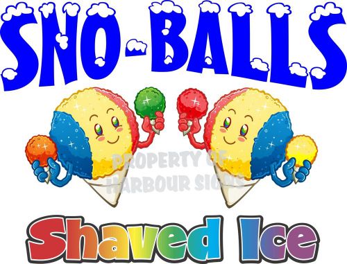 Sno-Balls Shaved Ice Decal 24&#034; Cone Snow Cones Concession Cart Trailer Sticker