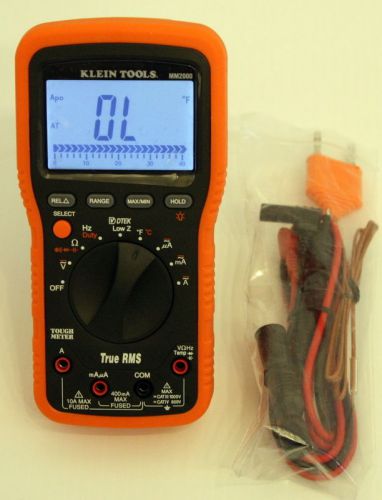 Klein tools mm2000 electrician&#039;s / hvac true rms multimeter w/ leads works nice for sale