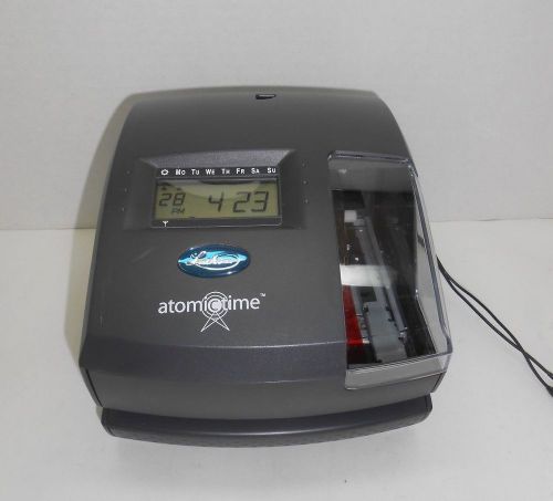 Lathem Atomic 1500E Employee Time Clock Time Recorder With AC Adapter Used Good!