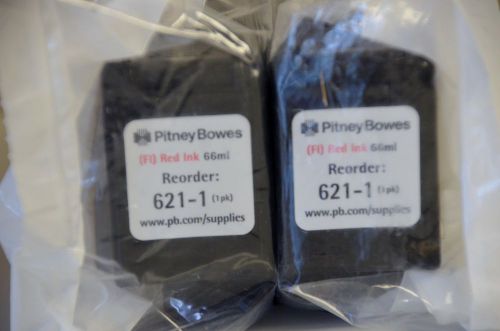 (2) NEW Pitney Bowes Fluorescent RED INK Refills ~ Reorder # 621-1 ~ SEALED!!!!