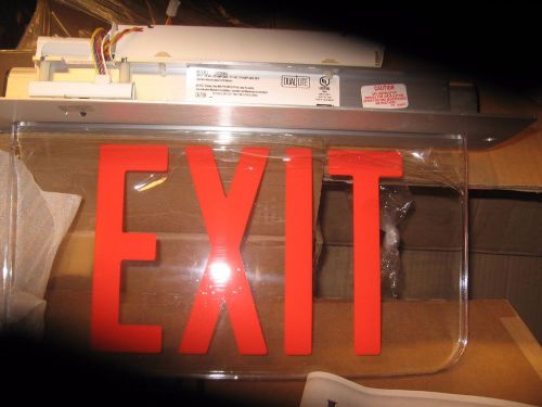 New hubbell dual lite  led exit sign lecsrxne 120/277v emergency red w/box urk for sale