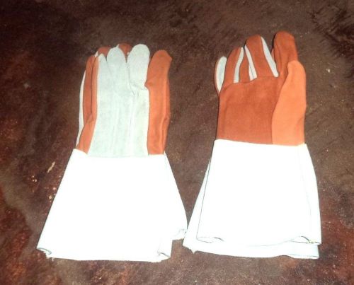 LARGE SUEDE LEATHER GUANTLET STYLE WORK GLOVES CONSTRUCTION GLOVES (2 pairs)