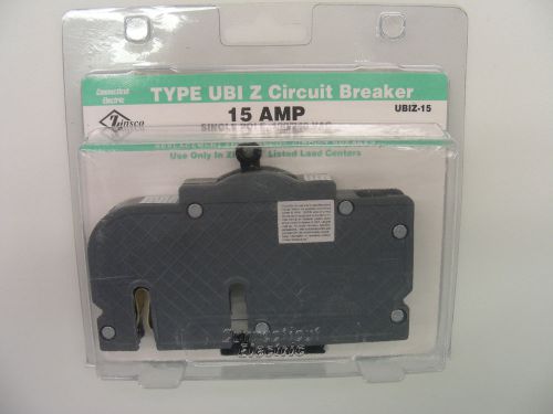 NEW ZINSCO UBIZ15 Circuit Breaker, Type UBI  Z, 1Pole, 15A, 120/240 VAC UBIZ-15