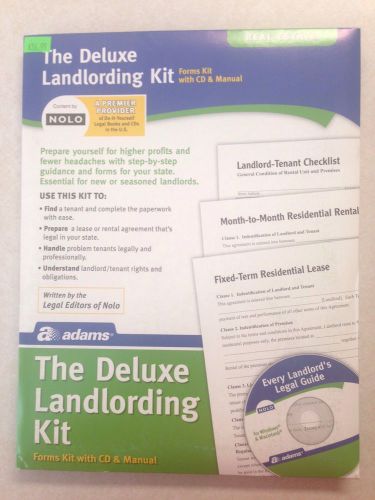 Adams Deluxe Landlording Kit Real Estate 32 Forms CD Legal Rental Guide (PK213)