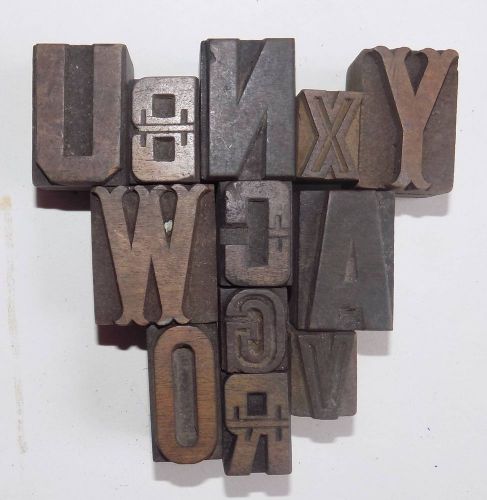 Letterpress Letter Wood Type Printers Block &#034;Lot of 12&#034; Typography #bc-49