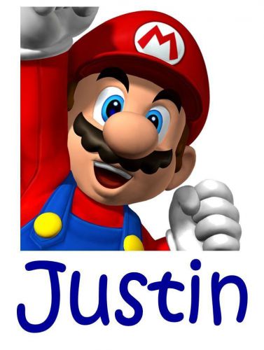 Super Mario w/ Name DIY DIGITAL DELIVERY Iron On Transfer Image