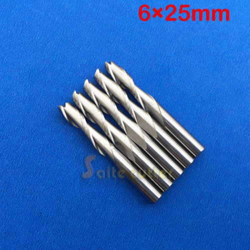 5pcs double flute spiral CNC milling cutters engraving router bits 6mm x25mm