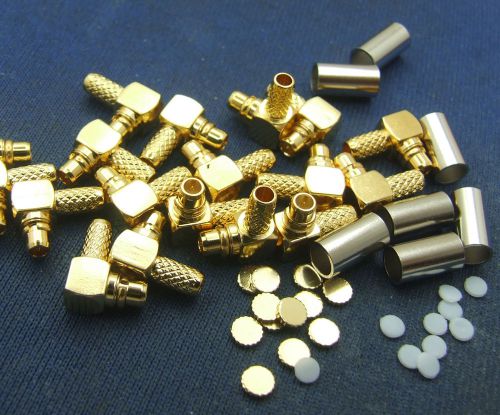 10 set copper rf mmcx male plug right angle crimp cables for rg178 rg316 cables for sale