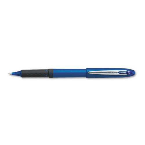 uni-ball Grip Roller Ball Pen, Blue Ink, Micro, Dozen