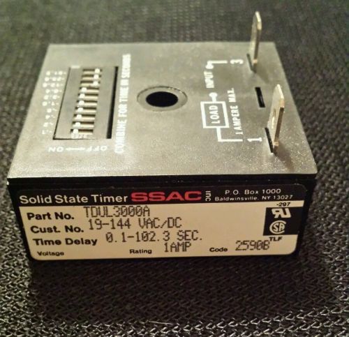 SSAC TDUL3000A Off-Delay Timer 19-144VAC/DC 0.1 - 102.3 Sec Dip Switch setting