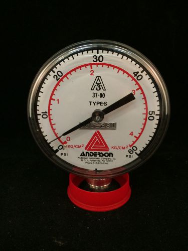 Anderson 37-00 Type S Pressure 0-60PSI 3-1/2&#034; Gauge NEW!