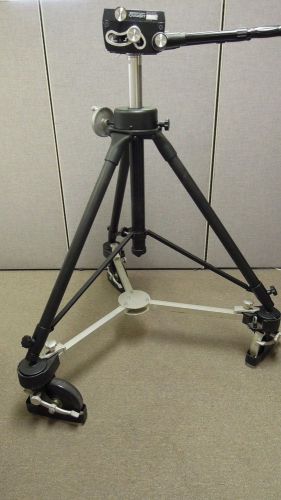 Quickset moog hercules tripod large wheel rolling base pan and tilt camera head for sale