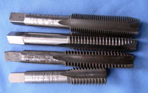1/2&#034;-13 1/2&#034;-20 Tap lot of 4 cutting tools HS Thread Cutter Hand Machine Bottom