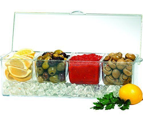 Fruits vegetable storage topping section ice chilled condiment tray durable for sale