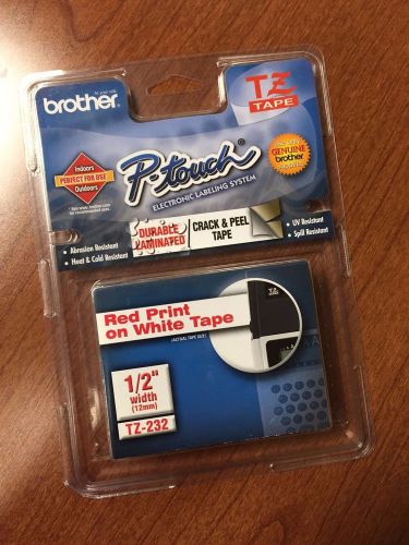 Brother P-touch TZ Tape TZ-232 Red Print on White Tape